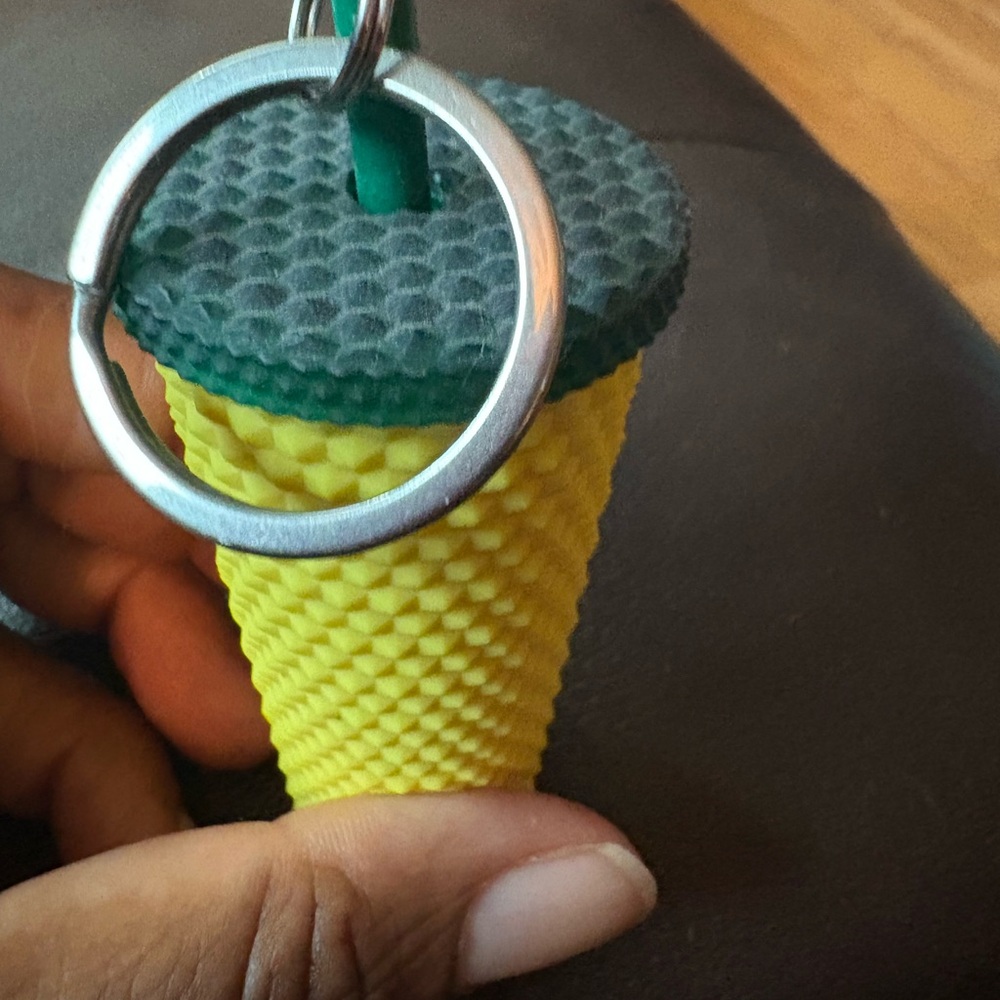 Yellow and Gray Textured Keychain-Starbucks